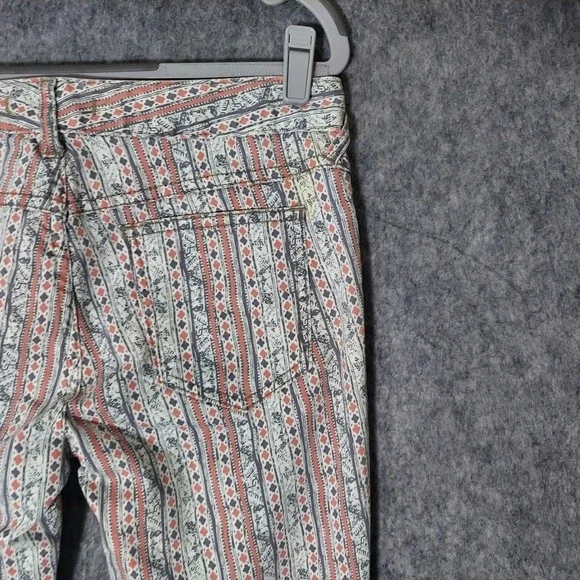 Free People Pants 27 Rotary Geo Striped Ankle Skinny Retro Mod Boho Cottage Core - Picture 11 of 16